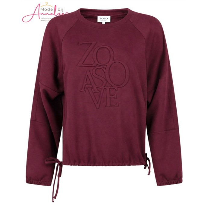 ZOSO Sweater tekst 3D Vivian Bordeaux
